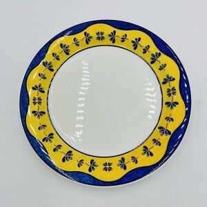 Quadrifoglio Ceramica Yellow Blue Flowers Floral Dinner Plate Italy 10"